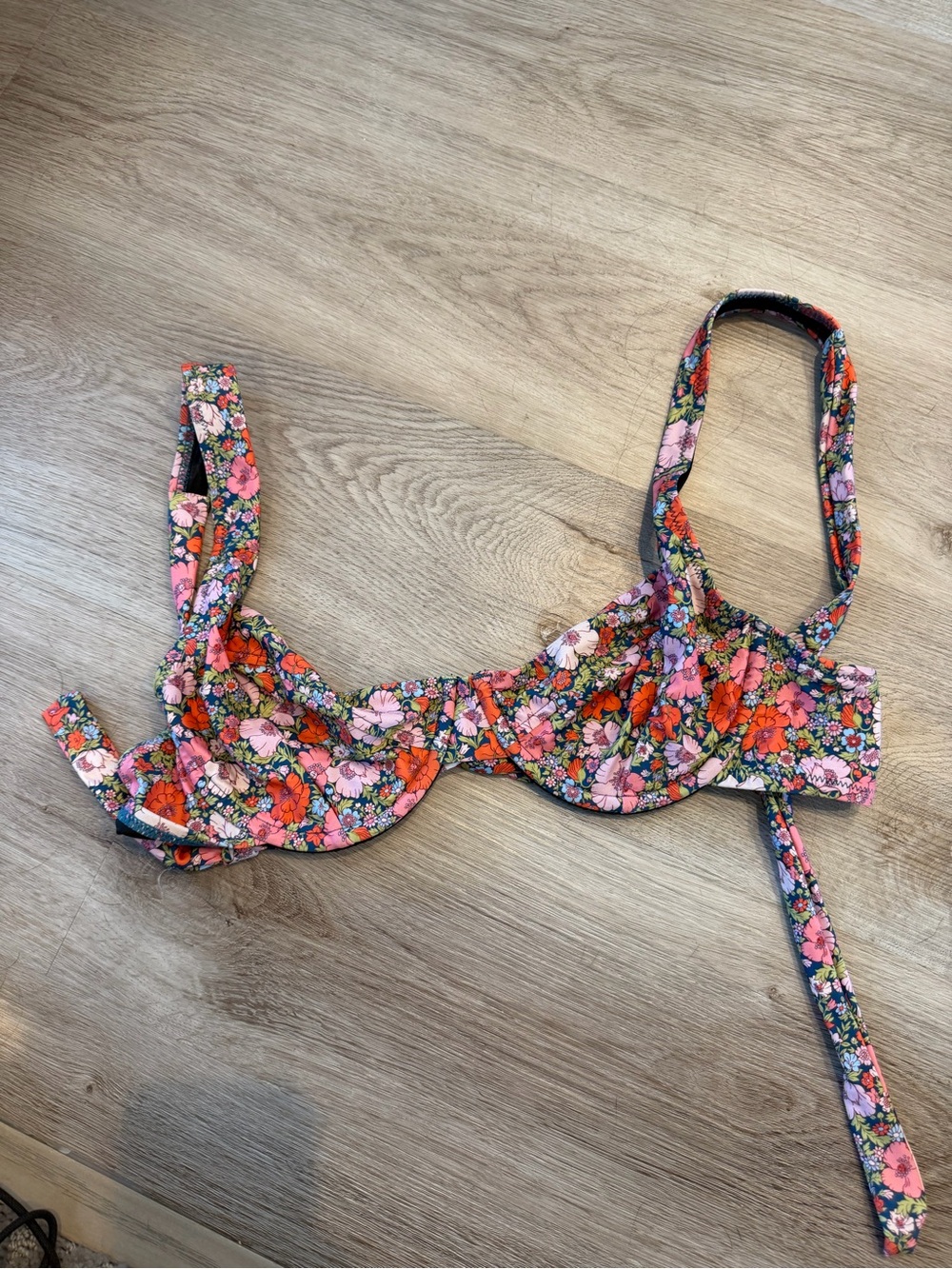 J. Crew Floral Underwire Bra Top in Pink & Orange